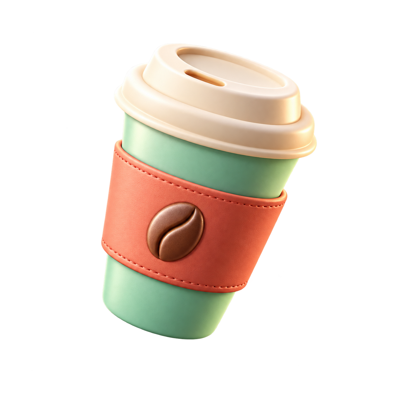 3D coffee cup icon on a transparent background