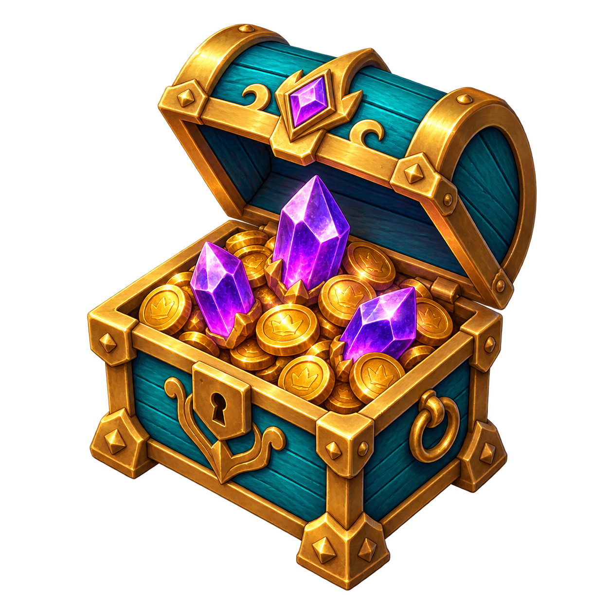 Fantasy treasure chest game asset on a transparent background